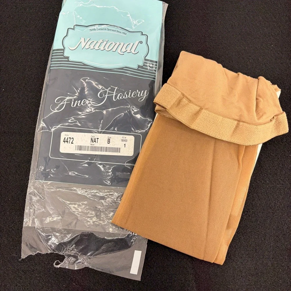 Lot 2 VTG NEW National Fine Hosiery‎ S 4472 Natural B Compression Pantyhose USA
